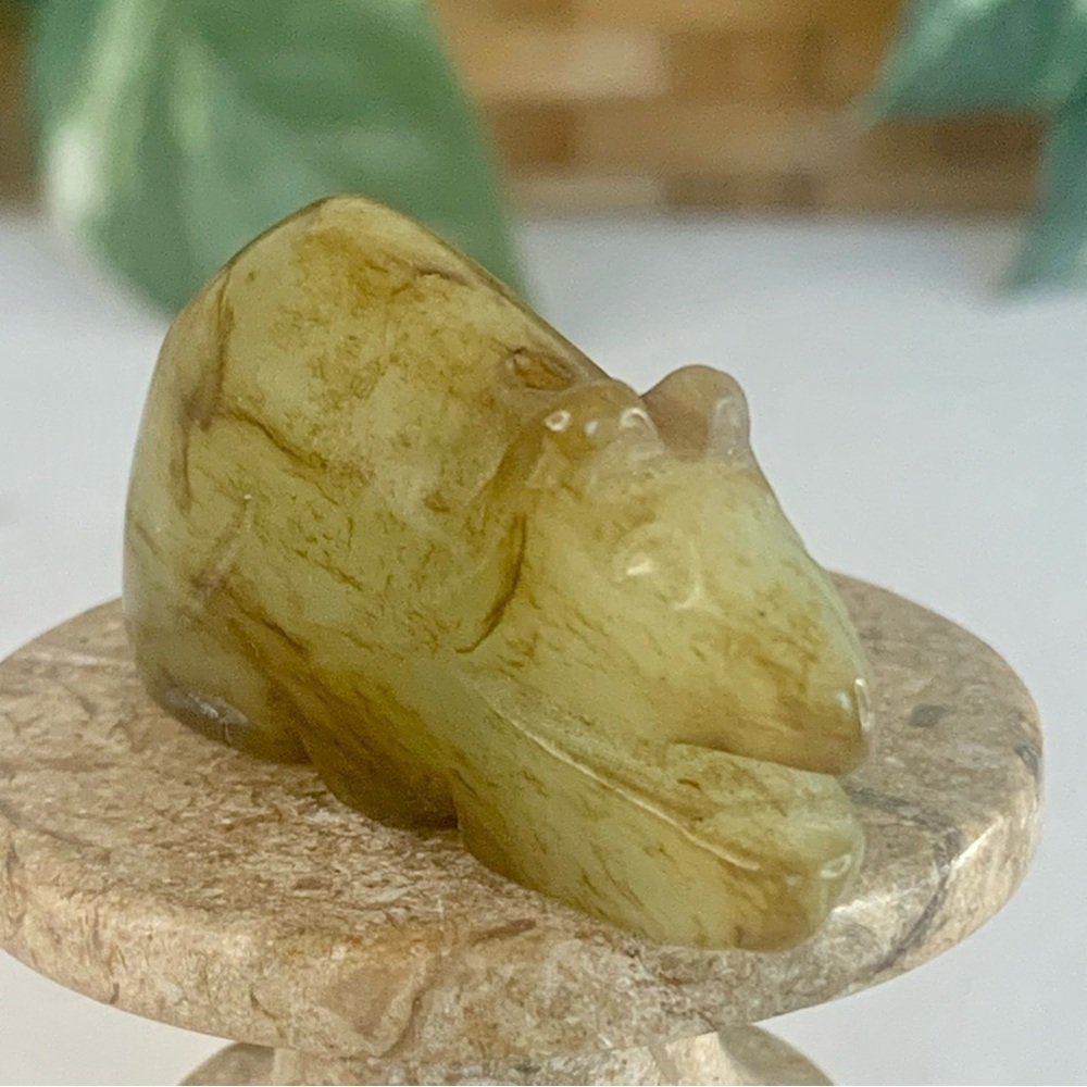 Vintage Chinese Zodiac Jade Rat Pendant Bead Hand Carved Miniature Animal 1.7" - Picture 9 of 14